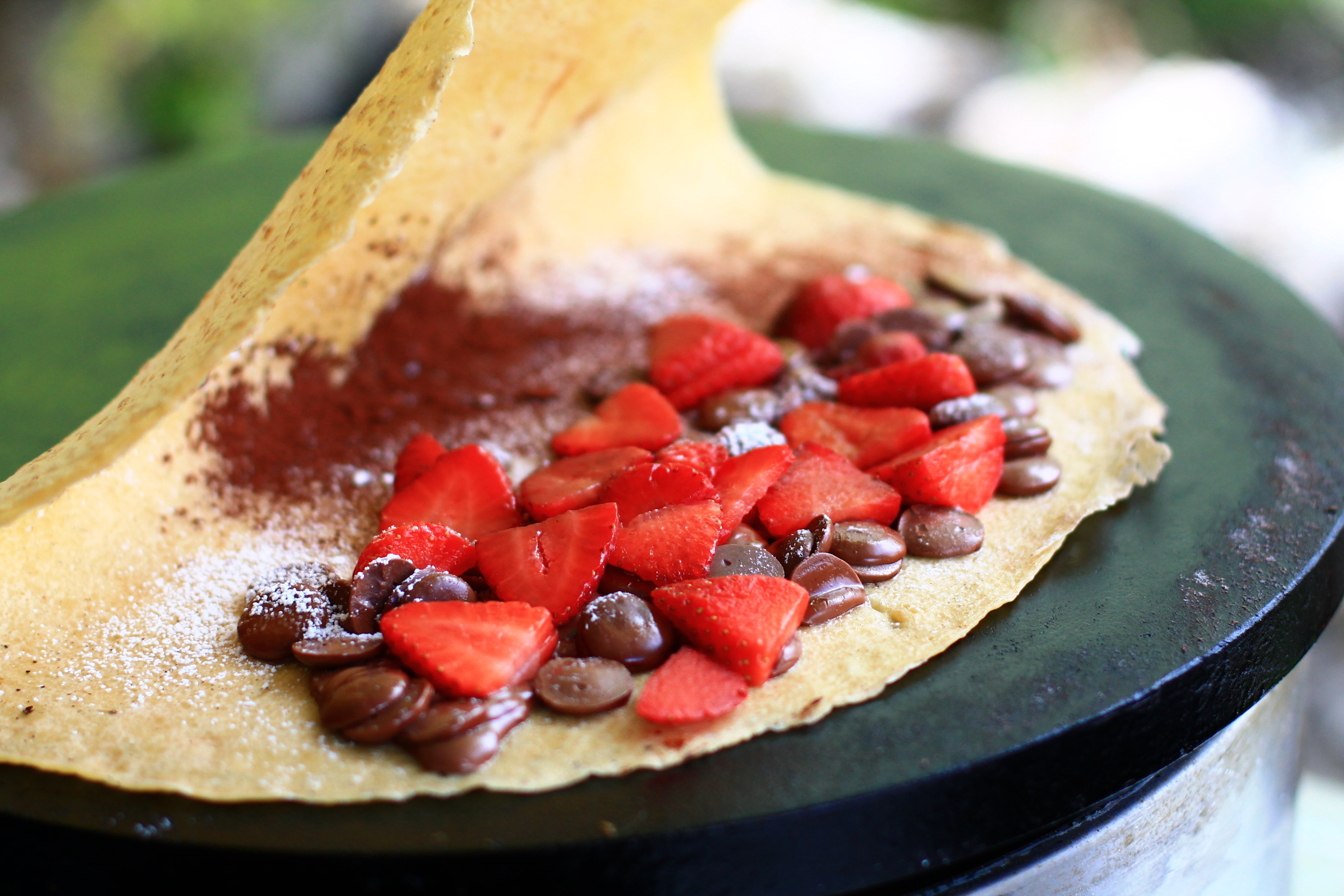 Fresh French crepe prepared on-site at a UK event